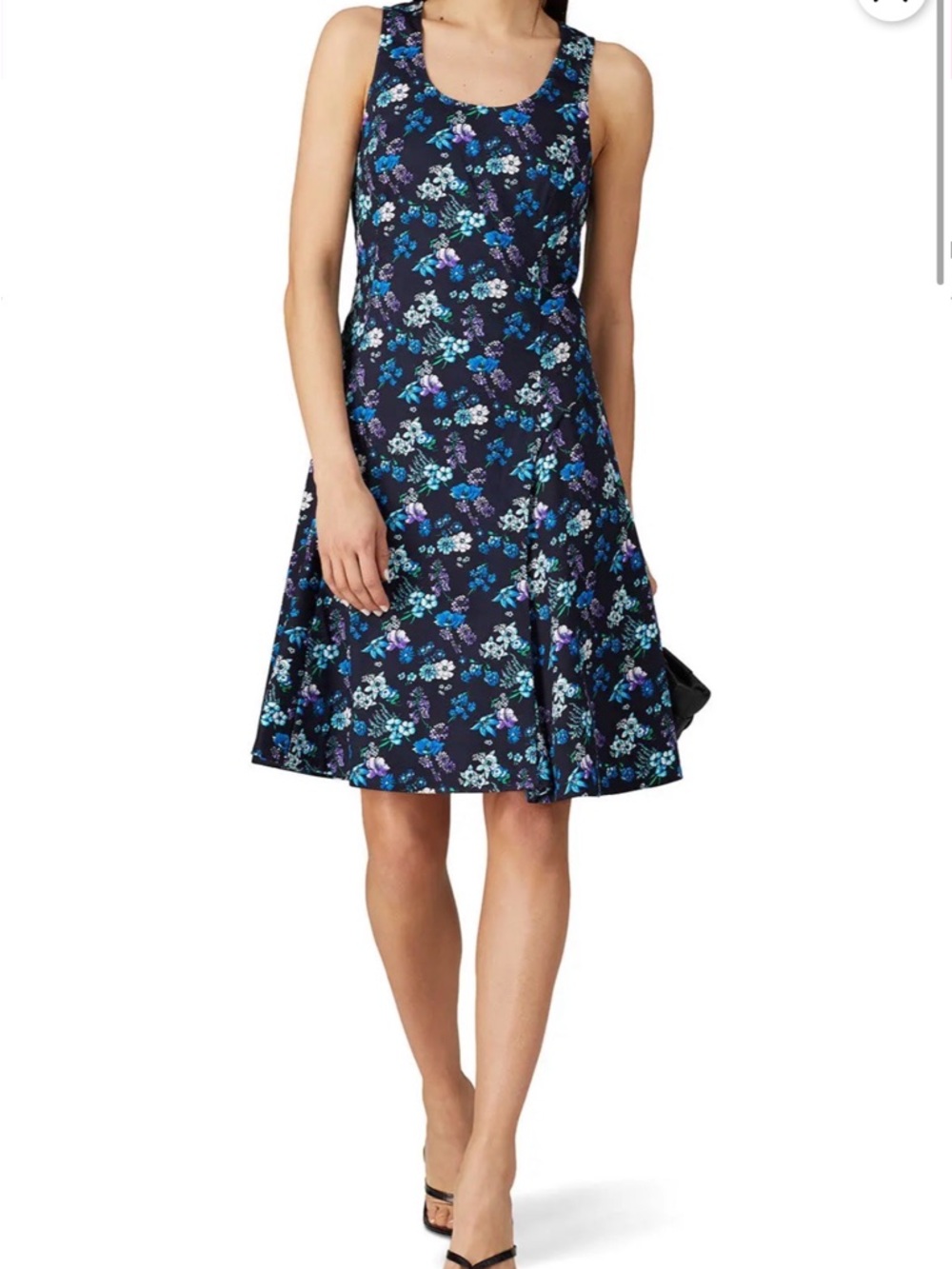 Derek Lam Navy Floral Sleeveless A-Line Dress